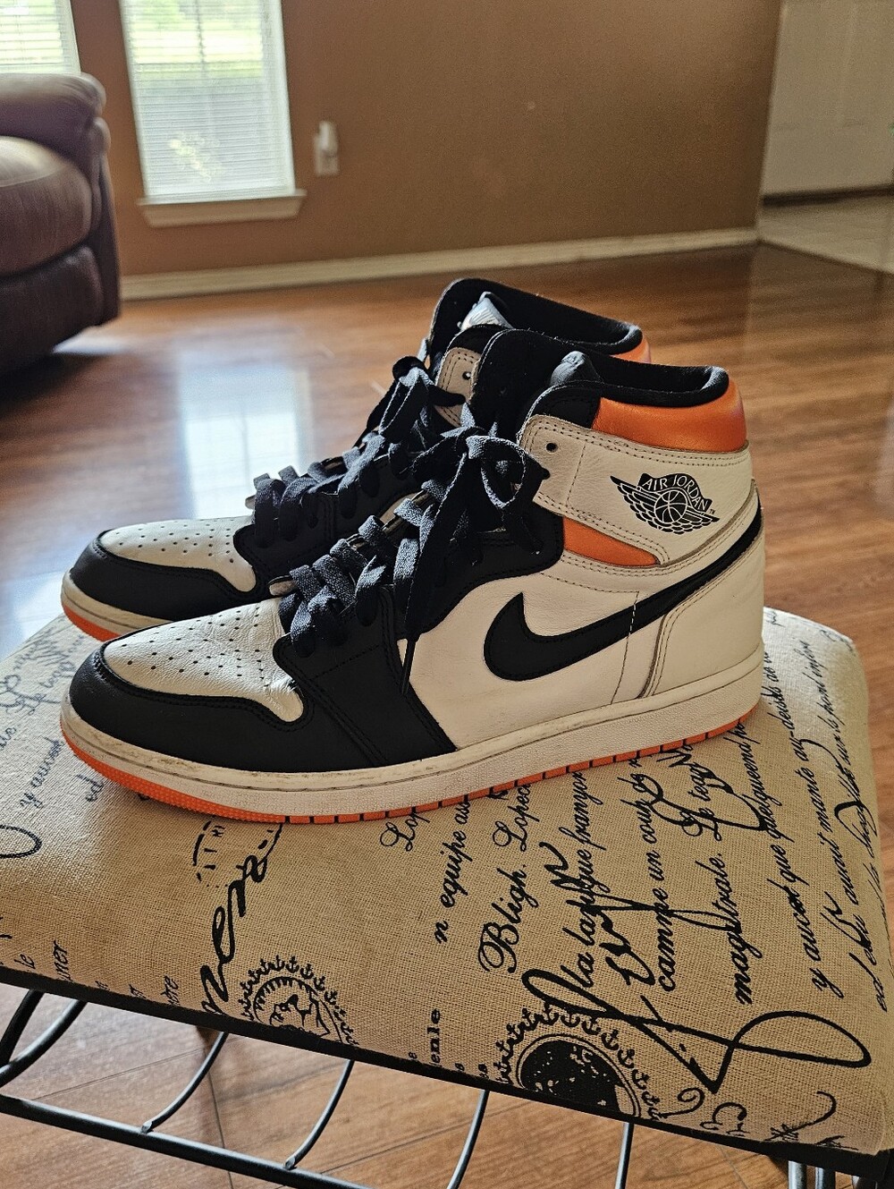 Nike Air Jordan 1 Mid White Black Orange Men's Sneakers